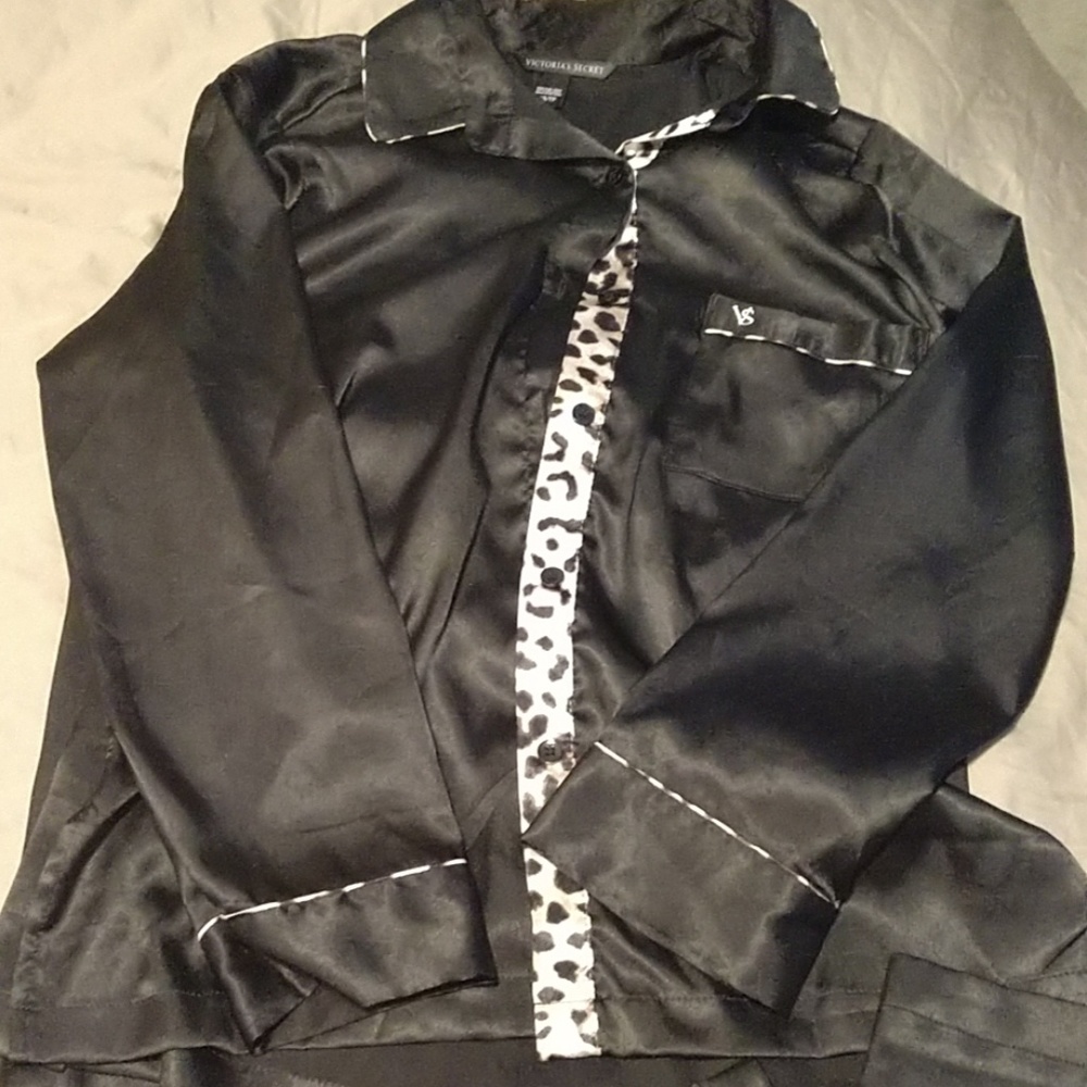 Victoria's Secret Black Satin Pajama Set XS